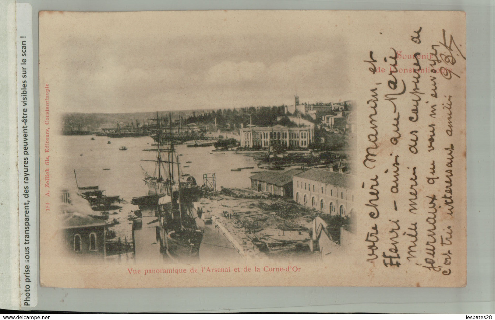 Salut De Constantinople 1901  Vue Panoramique De L'Arsenal Et De La Corne D'Or ( Fevrier 2021 177) - Turquie