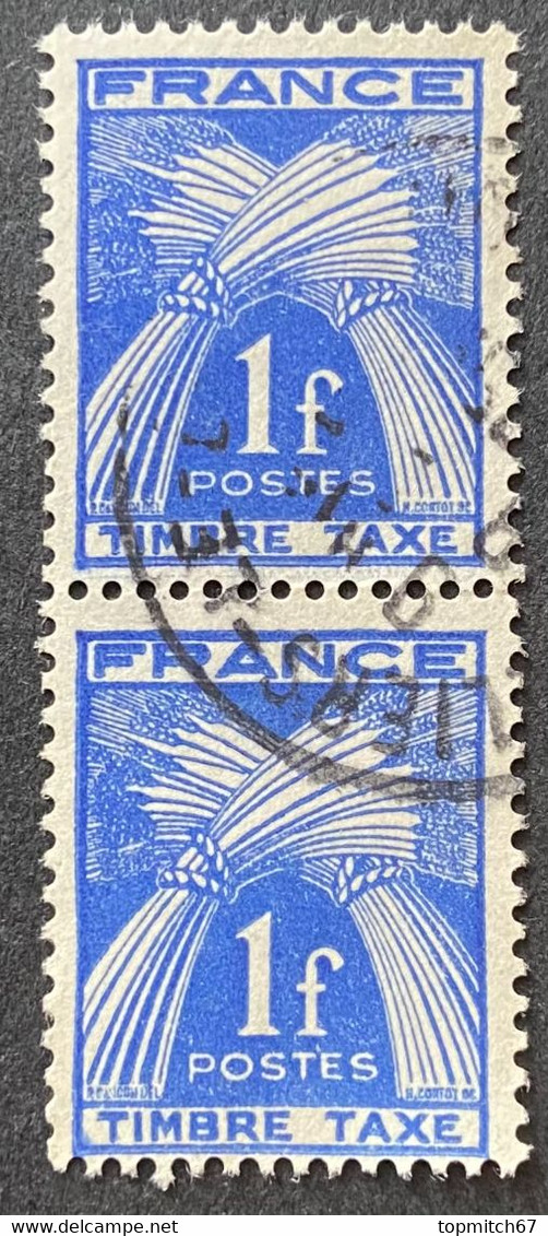 FRAYX081Ux2v - Timbres Taxe - Type Gerbes - Pair Of 1 F Used Stamps 1946-55 - France YT YX 081 - Timbres