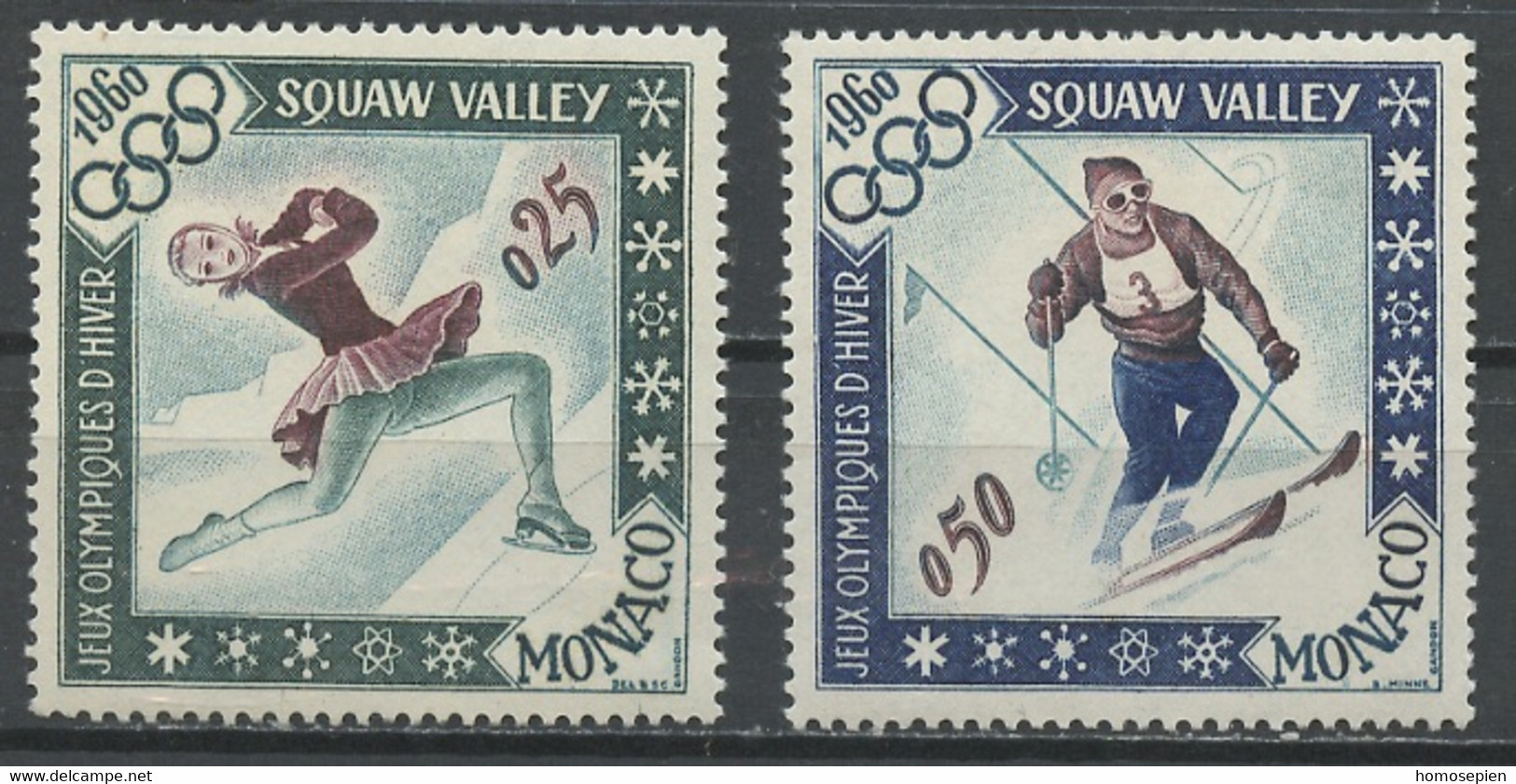 JO Squaw Valley - Monaco 1960 Y&T N°536 à 537 - Michel N°633 à 634 *** - Jeux Olympiques D'hiver - Inverno1960: Squaw Valley