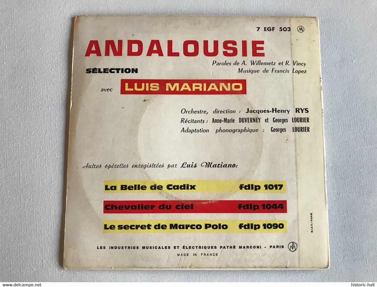 LUIS MARIANO - Andalousie - 1960 - 45t - Opere