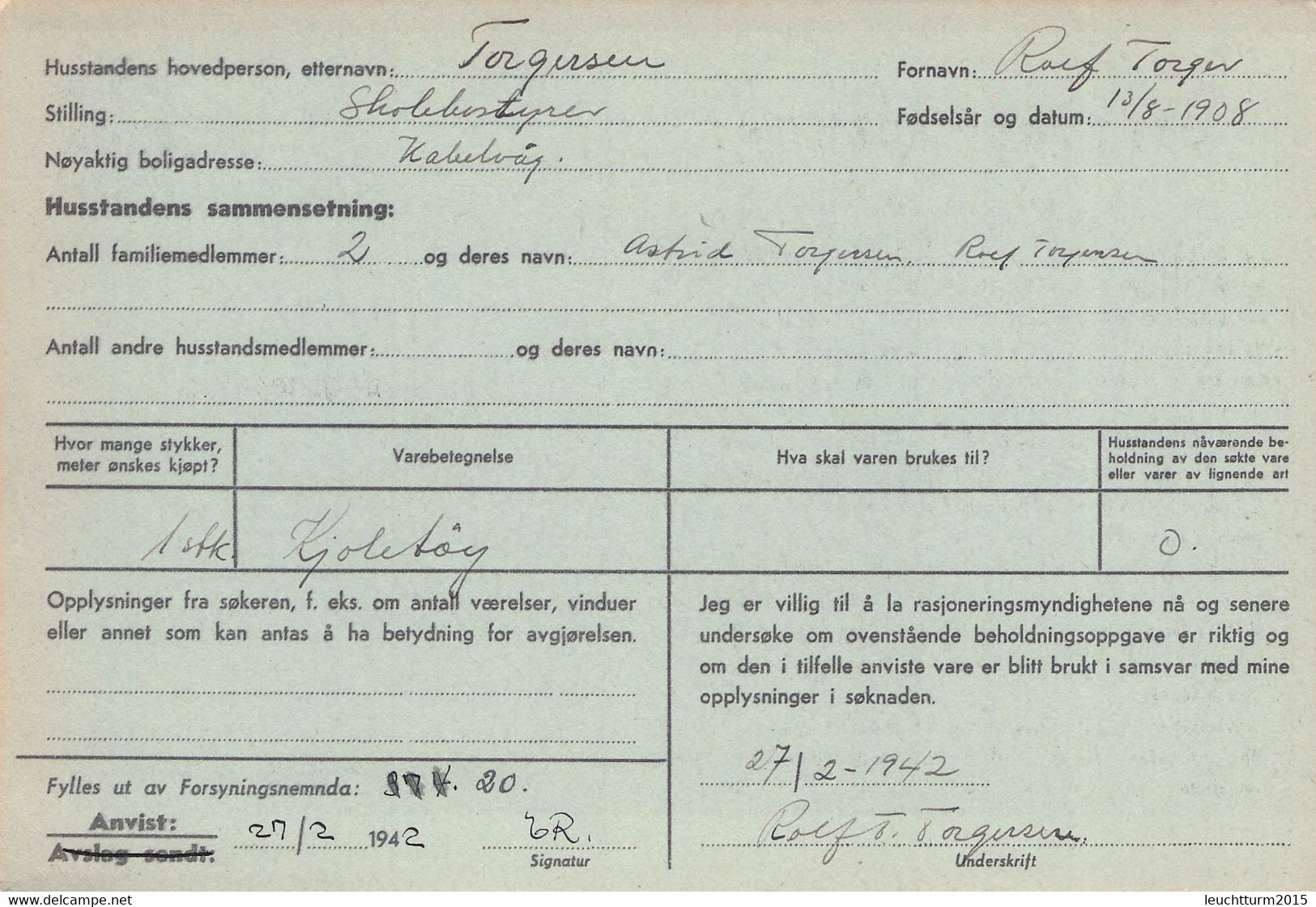 NORWAY - UTSTYESVAREKORT 1942 10+15 ÖRE /G198 - Postal Stationery