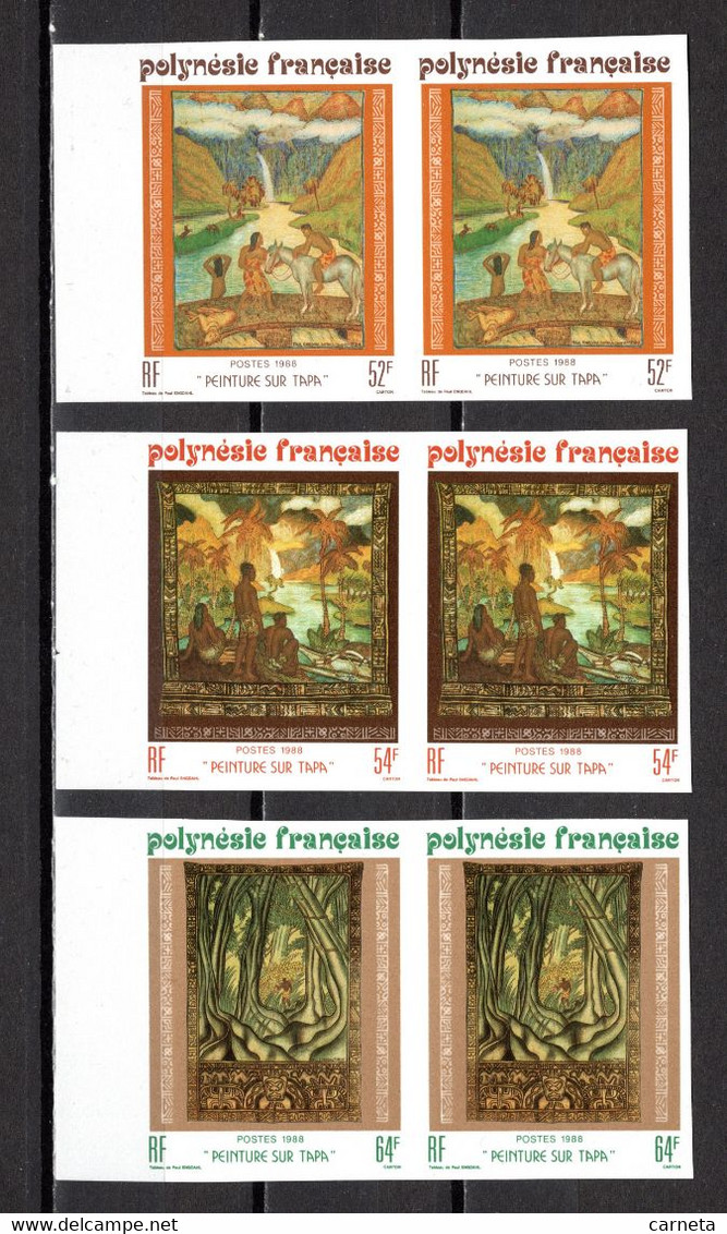 POLYNESIE   N° 303 à 305  EN PAIRE NON DENTELES  NEUFS SANS CHARNIERE COTE 60.00€    PEINTURE TAPAS - Sin Dentar, Pruebas De Impresión Y Variedades