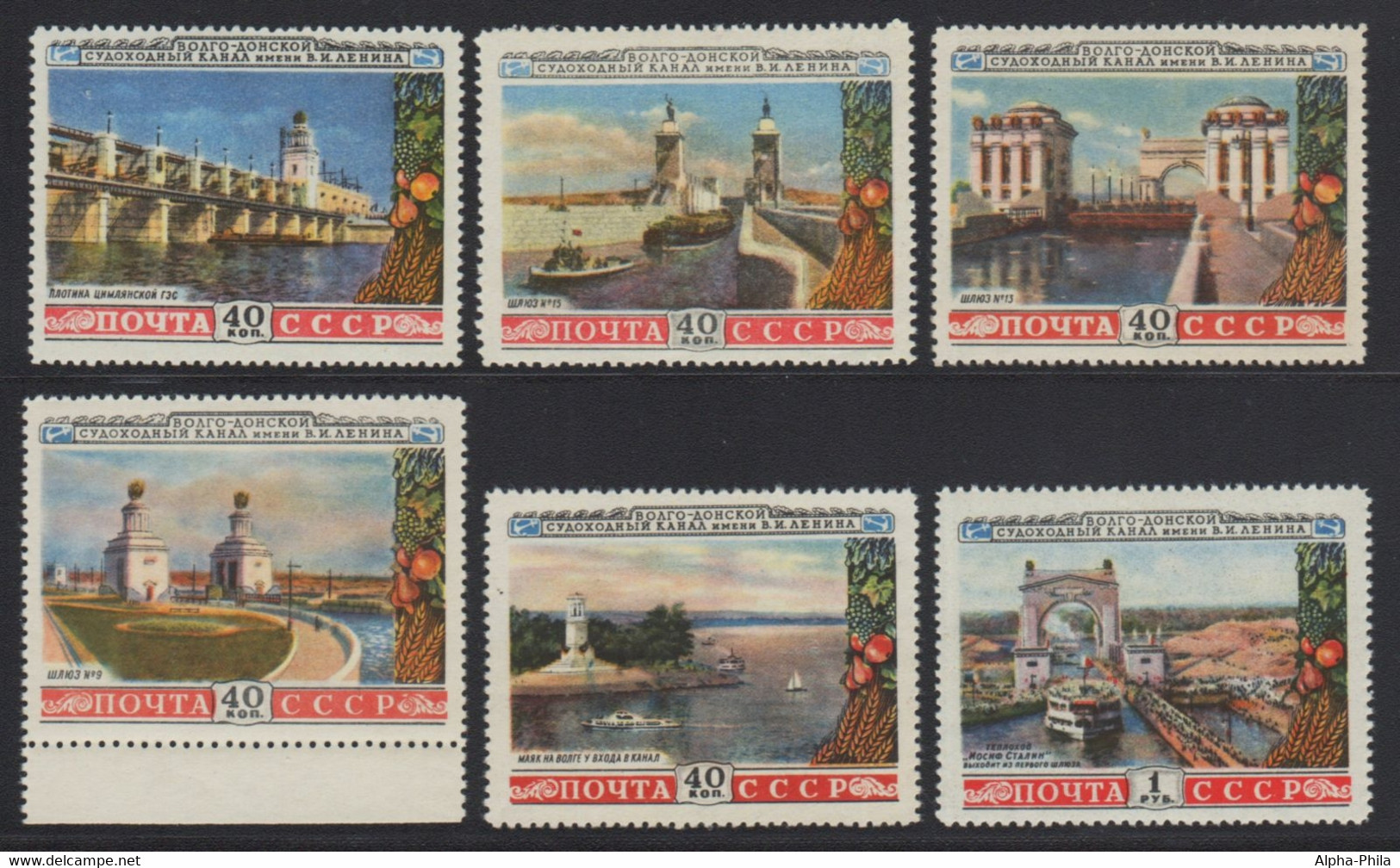 Russia / Sowjetunion 1953 - Mi-Nr. 1669-1674 ** - MNH - Wolga-Don Kanal (I) - Unused Stamps