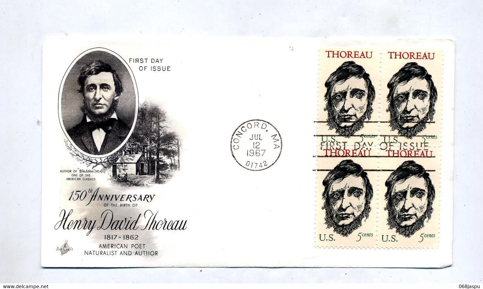 Lettre Fdc 1967 Carré Thoreau - 1961-1970