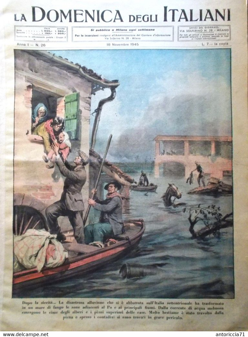 La Domenica Degli Italiani Corriere 18 Novembre 1945 Aratri Savoia Giappone V2 - Guerra 1939-45
