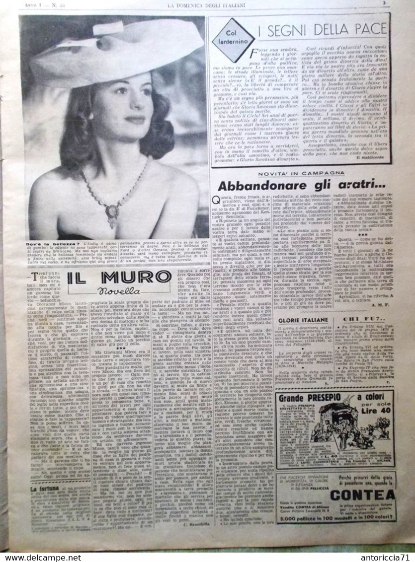 La Domenica Degli Italiani Corriere 18 Novembre 1945 Aratri Savoia Giappone V2 - Guerra 1939-45