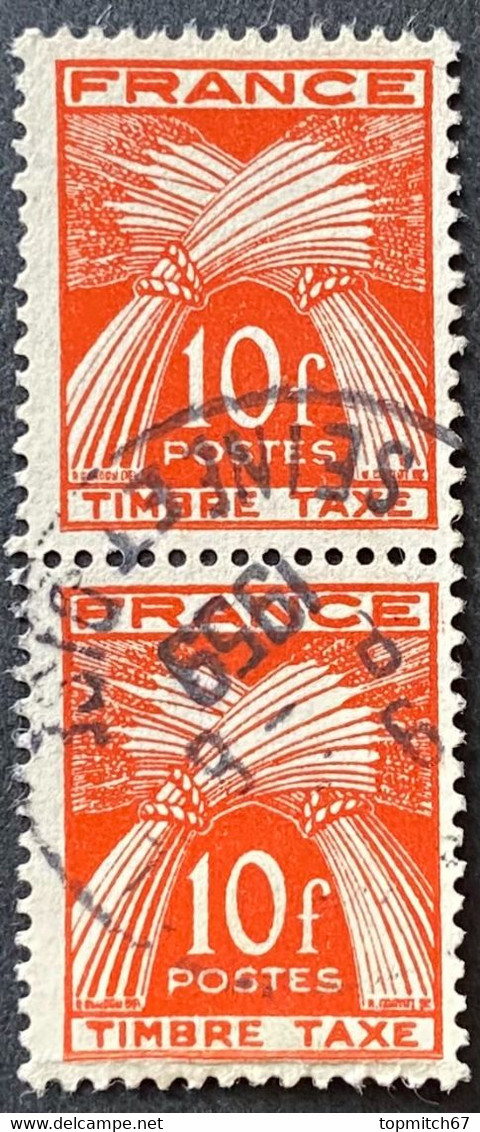 France YTYX086-Timbres Taxe Type Gerbes Pair Of 10 F Used Old Stamps 1946-55 - FRAYX086Ux2v - Altri & Non Classificati