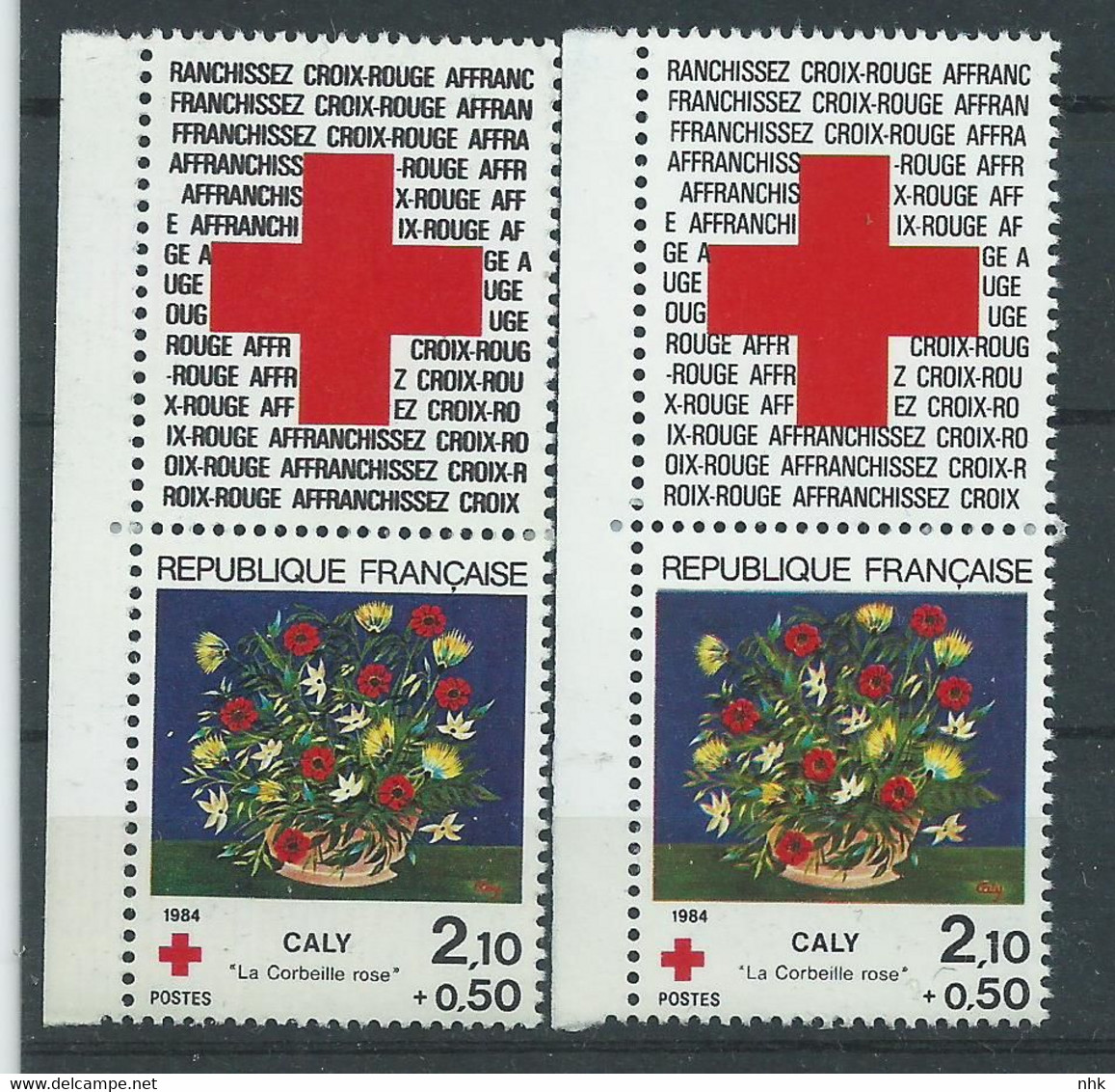 [45] Variété : N° 2345 Croix-rouge 1984 Double-frappe De La Vignette + Normal ** - Unused Stamps