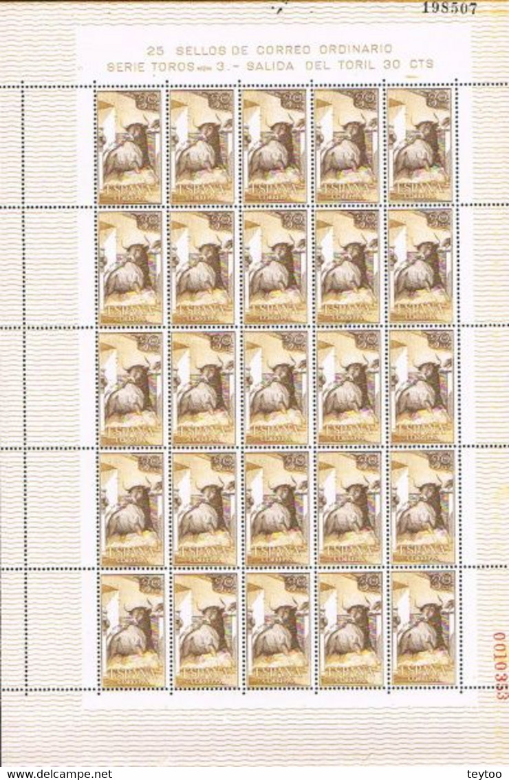 .[A0153] España 1960; Pliego Toros, 25x30c. (MNH) - Fogli Completi