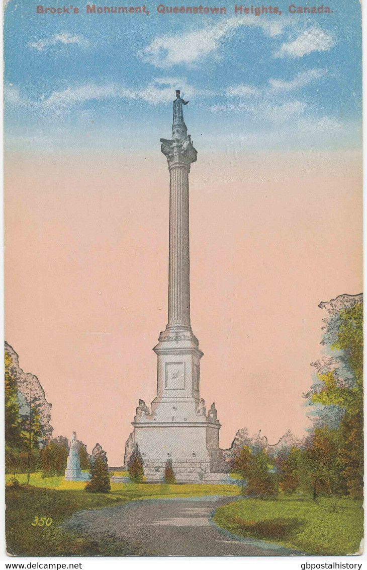 CANADA 1920 VF Mint Coloured Pc Brock's Monument QUEENSTON HEIGHTS Ontario - Other & Unclassified