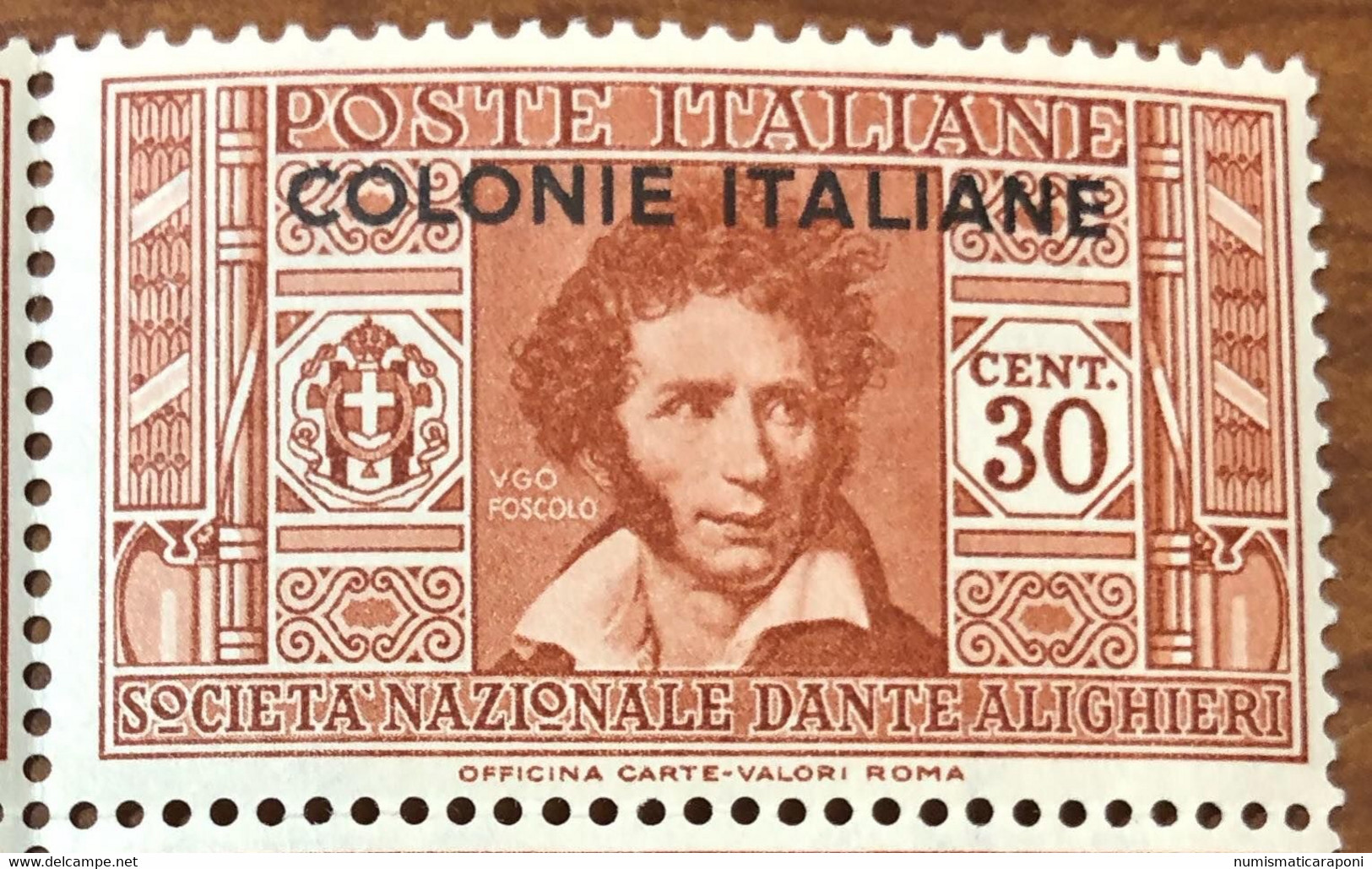 Colonie 1932 Pro Società Dante Alighieri 30 Centesimi  Sassone 15 Nuovo ** Cod.FRA.995 - General Issues