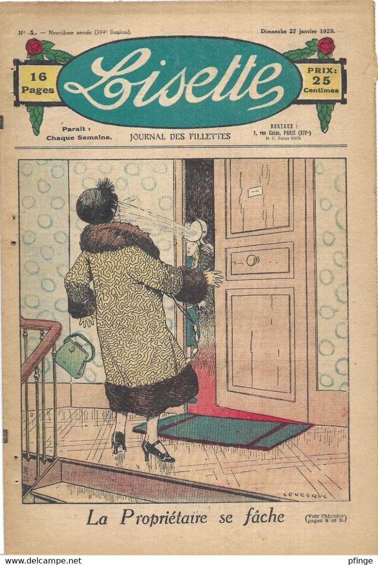 Lisette N°394 Du 27 Janvier 1929 - Lisette