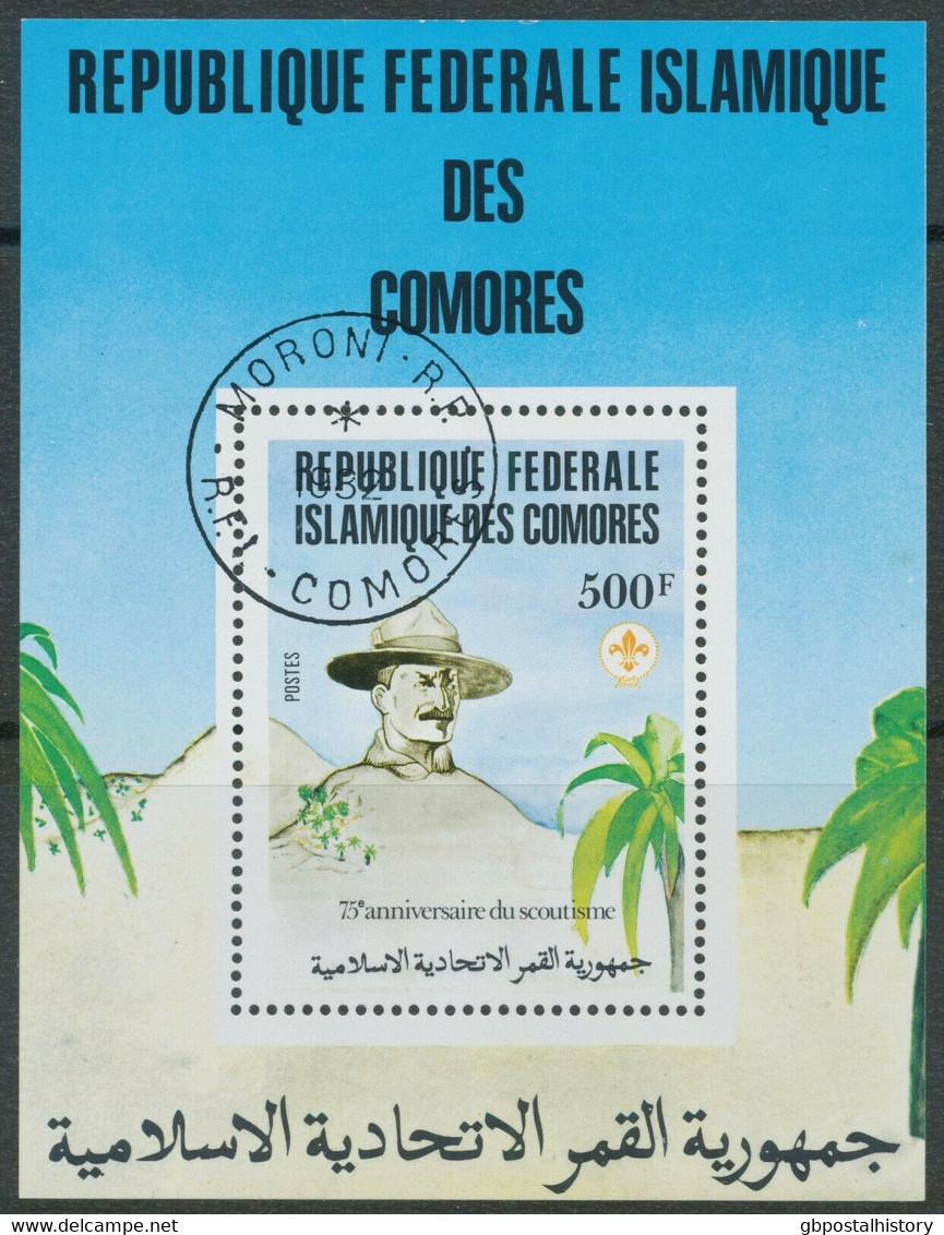 COMOROS 1982 75 Years Scout Movement Lord Baden-Powell 500 F Superb MS VARIETY - Comoros