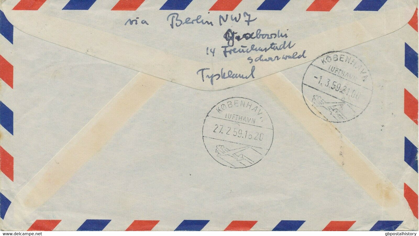 CEYLON 1959 Follower Mail From Ceylon L1 AIR CEYLON LIMITED "KOPENHAGEN-LEIPZIG" - Sri Lanka (Ceylon) (1948-...)