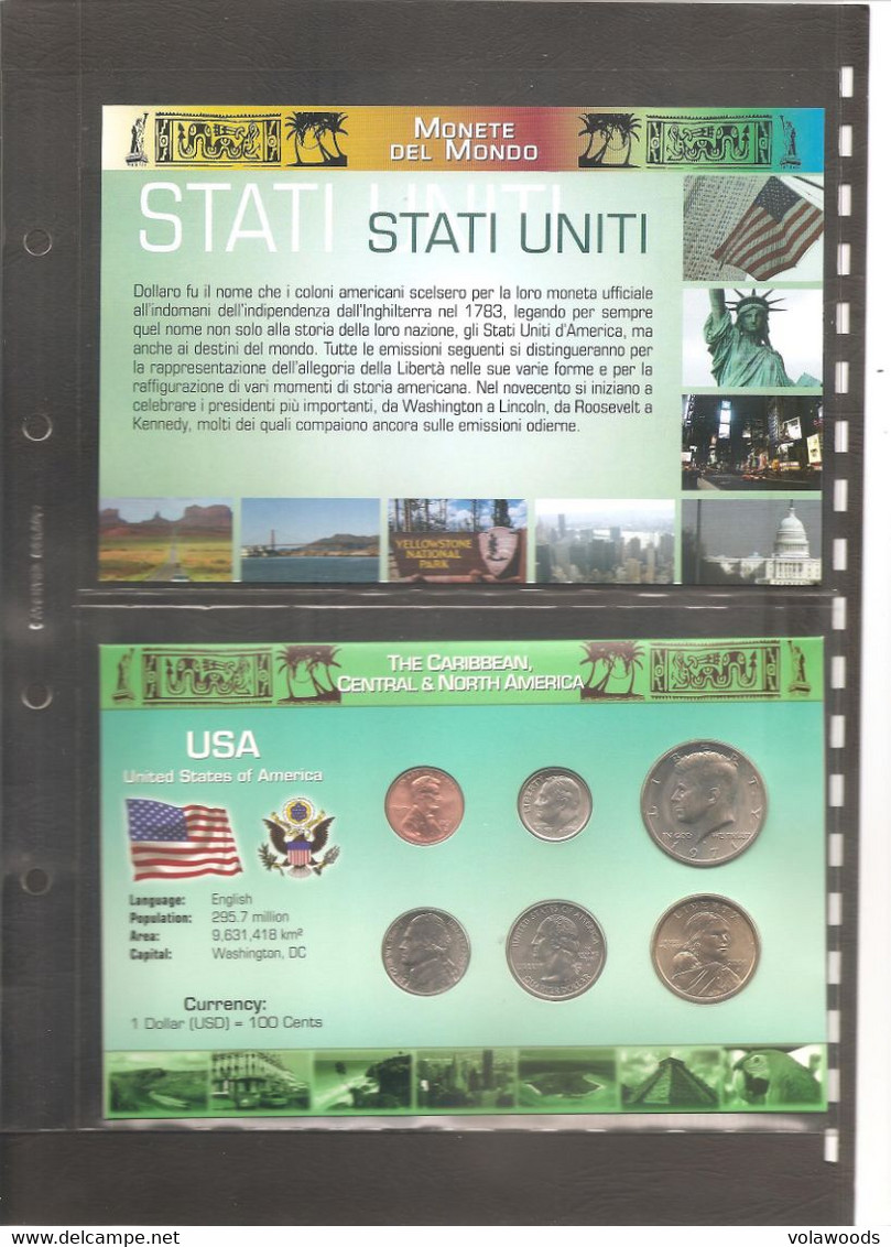 USA - Folder Bolaffi "Monete Dal Mondo" Emissione Valori UNC - Collections