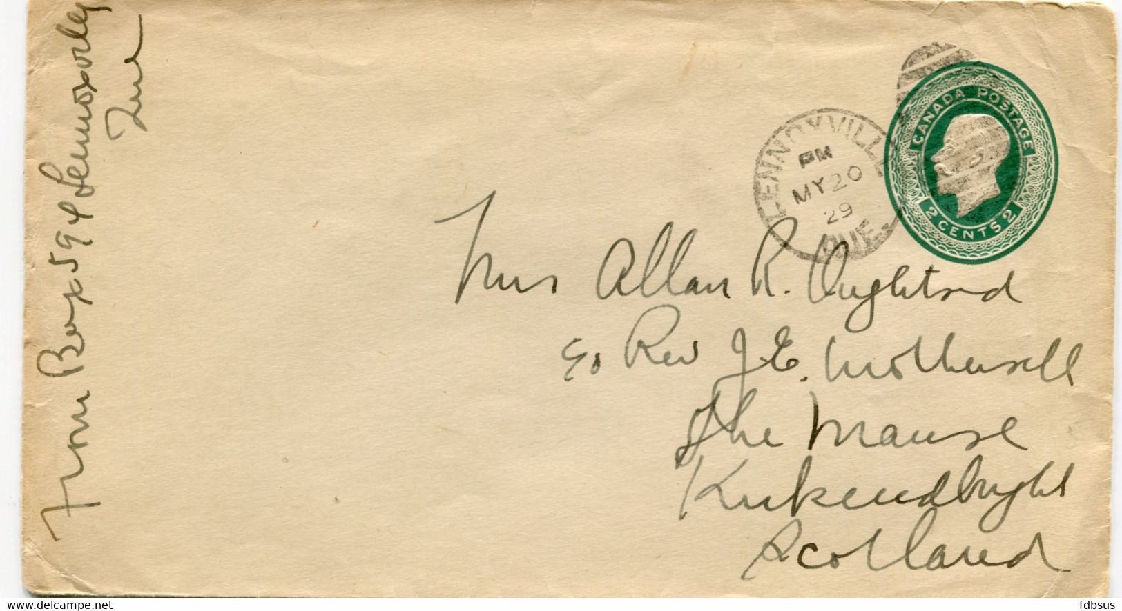 1929 Cover 2c From Lennoxville To Auckland - 1903-1954 De Koningen