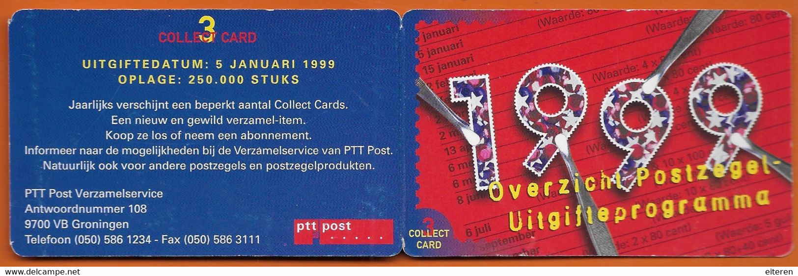 Collect Card 3 - 1999 - PTT Post Verzamel Service - Bevat NVPH 1808 - Autres & Non Classés