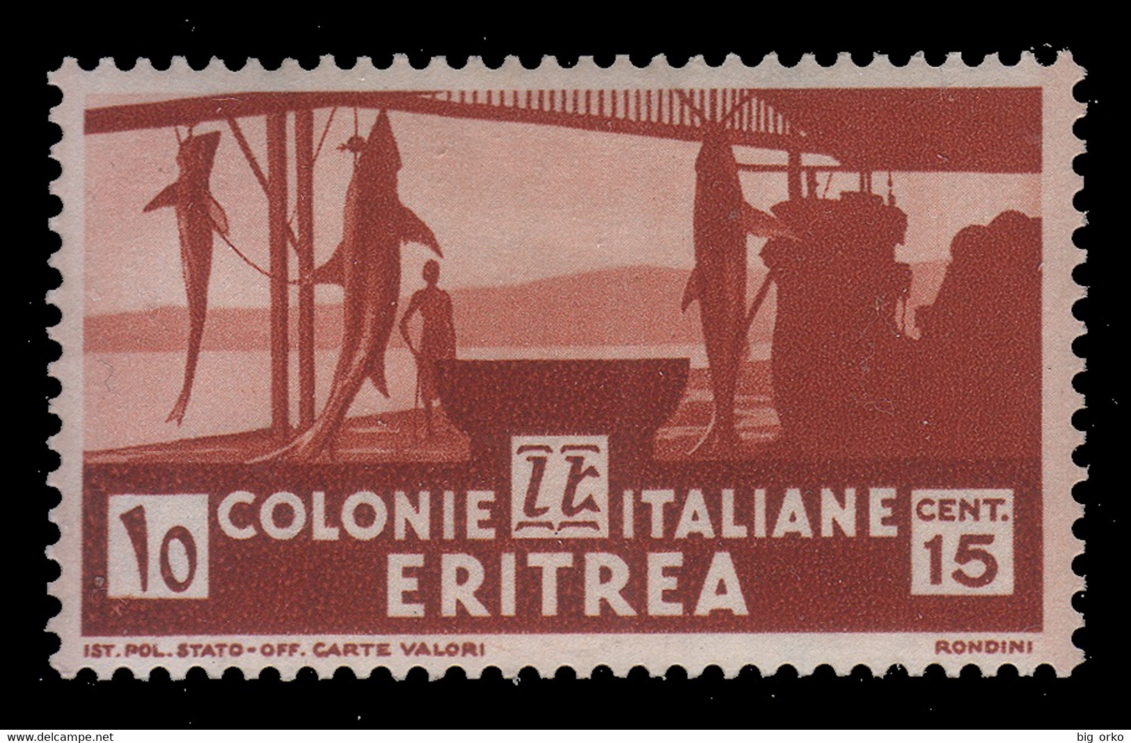 Italia Regno - Eritrea: Soggetti Africani - 15 C. Bruno Arancio (Essiccamento Degli Squali) - 1933 - Eritrea