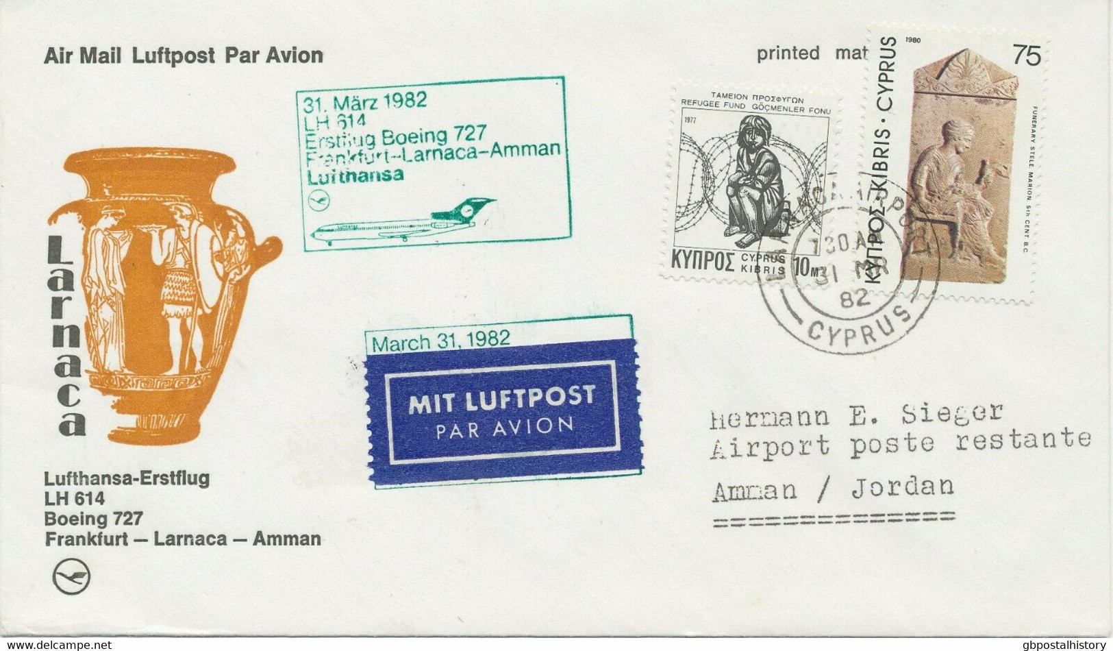 CYPRUS 1982 Superb Rare First Flight Covers From Deutsche Lufthansa With Boeing - Briefe U. Dokumente