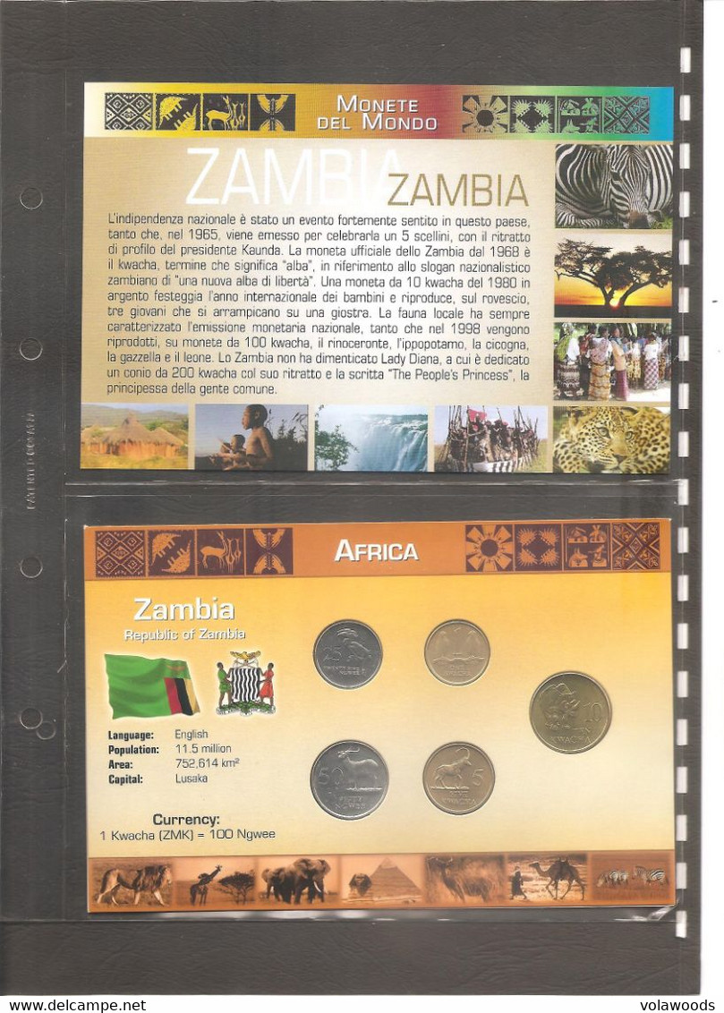 Zambia - Folder Bolaffi "Monete Dal Mondo" Emissione Completa Valori UNC  1992 - 4th Circulation Series - Kwacha - Zambia