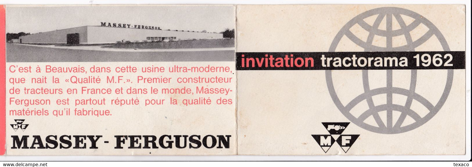 Invitation TRACTORAMA 1962 - Démonstration MASSEY FERGUSON à Coussac Bonneval - Saint Yrieix - Haute Vienne 87 - Matériel Et Accessoires