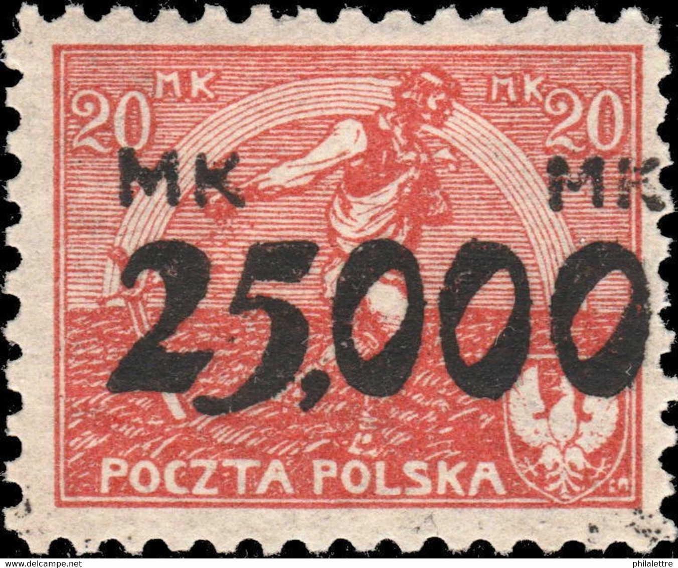 POLOGNE / POLAND 1923 - Mi.186 P.9 25,000 / 20M Type I - Mint* - Unused Stamps