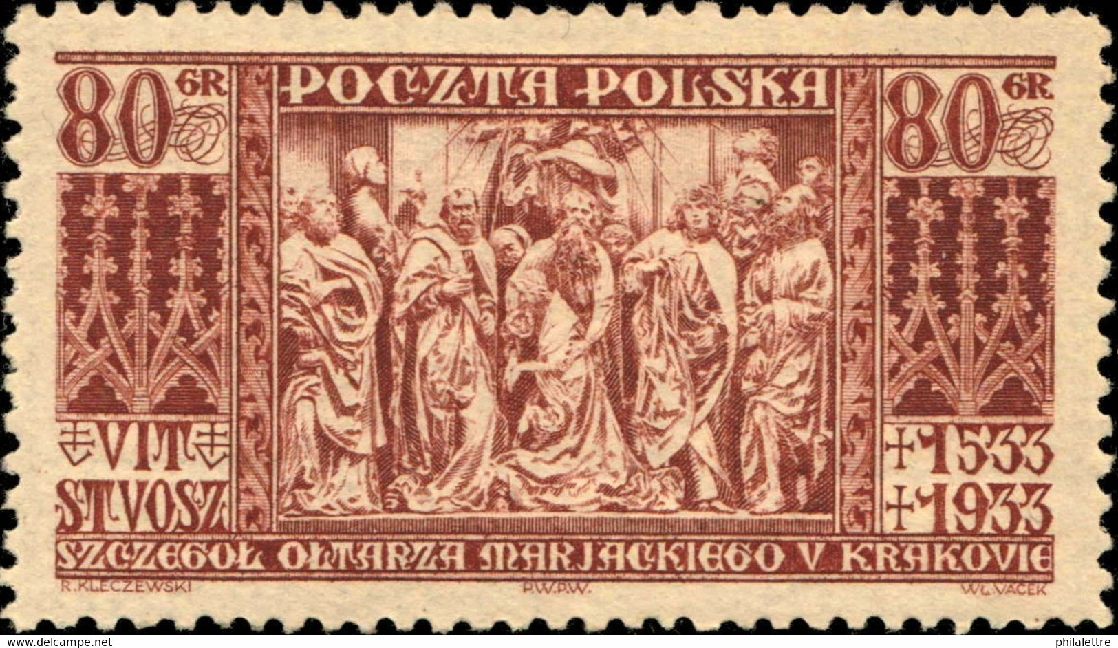 POLOGNE / POLAND 1933 - Mi.282 80gr Wit Stwosz 400th. Death Anniversary - Mint - Nuevos