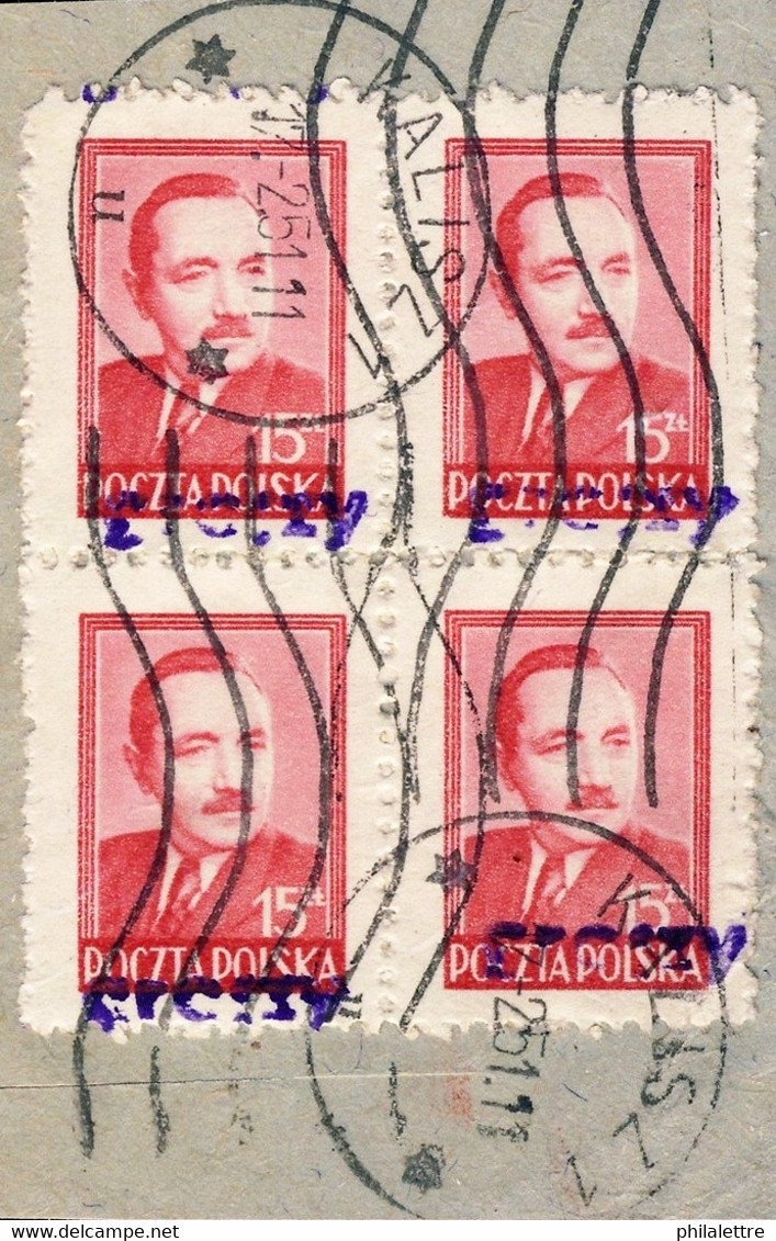 POLOGNE / POLAND 1950 GROSZY O/P T.12 (Poznan P.4 Violet) Mi.626 X4 Used KALISZ-1 - Gebruikt