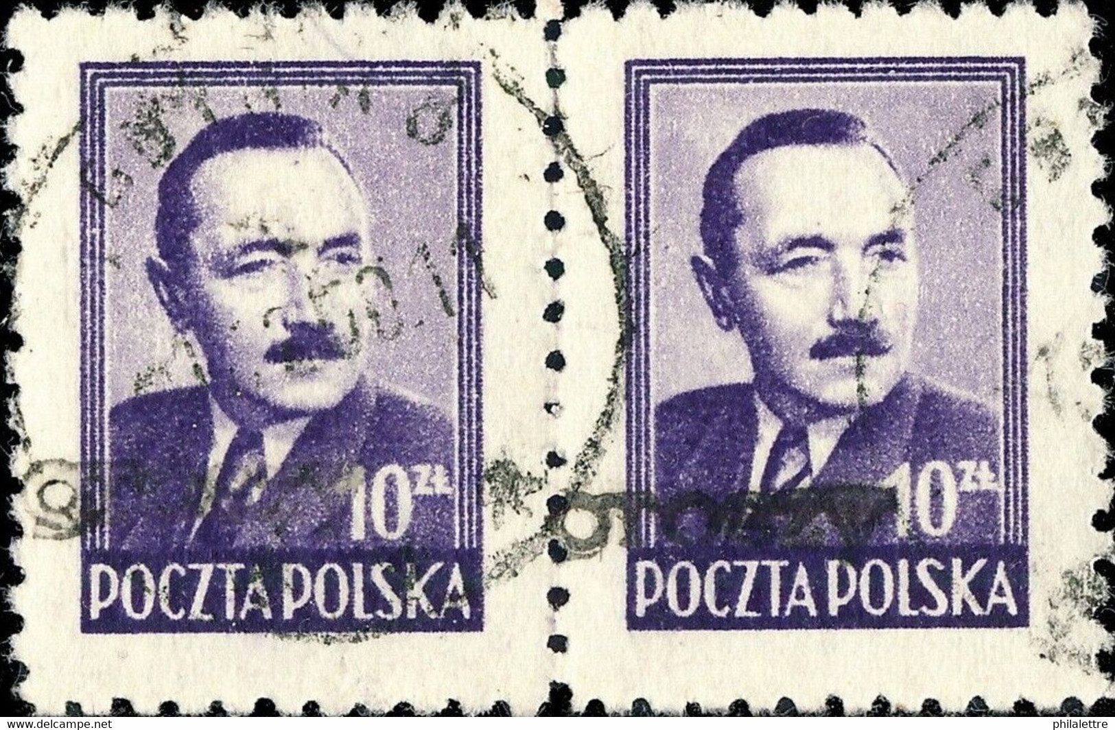 POLOGNE / POLAND 1950 GROSZY O/P T.2 (Gdansk G.1a Black) Mi.625x2 Used GDYNIA 8 - Oblitérés