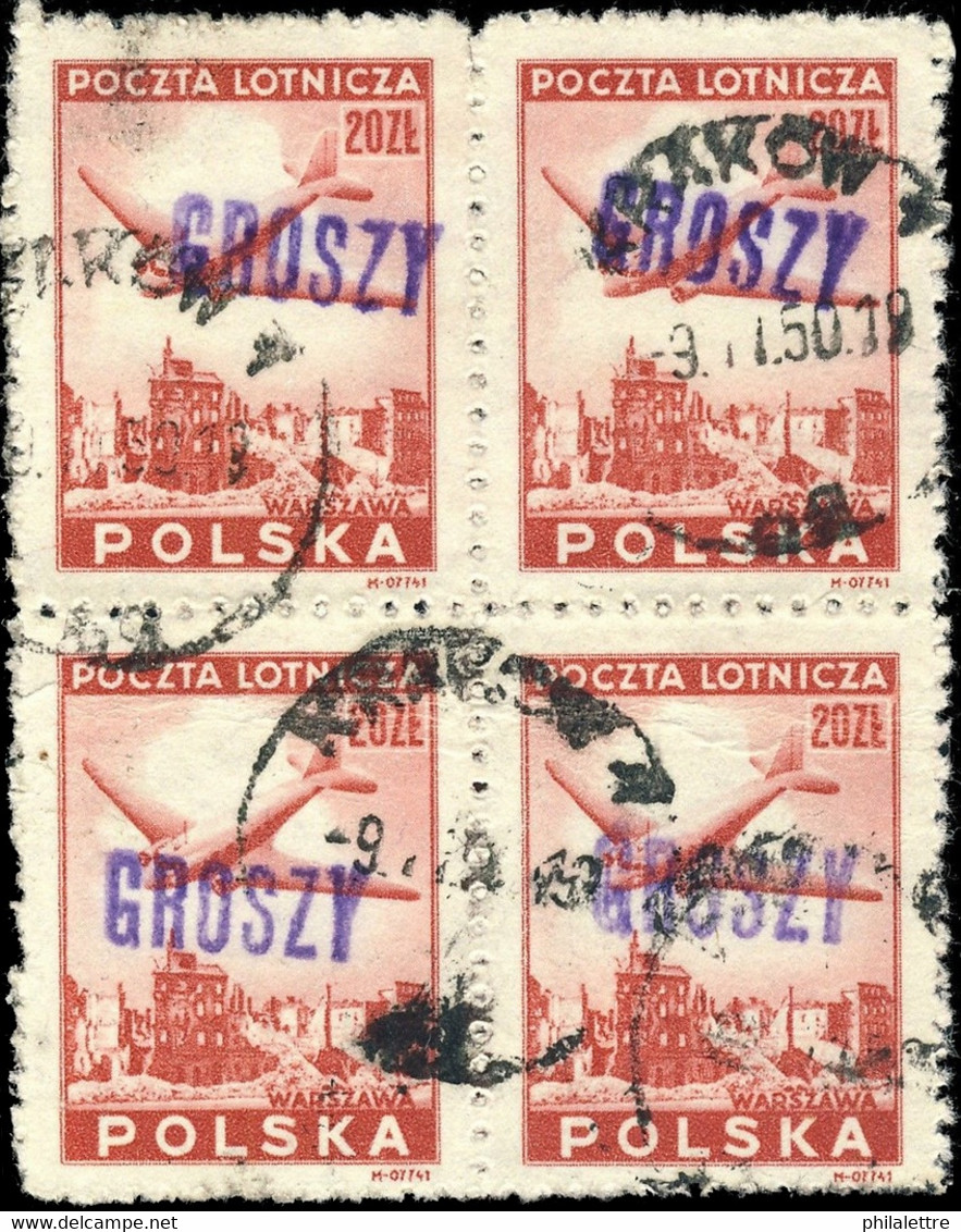 POLOGNE / POLAND 1950 GROSZY O/P T. 3 (Kr./Kt.1c Violet) 4xMi.565 Obl / Used - Oblitérés