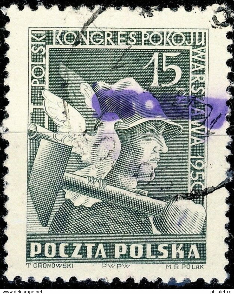 POLOGNE / POLAND 1950 GROSZY O/P T.2 (Gdansk G.1b Violet) Mi.667 Used SOPOT - Used Stamps