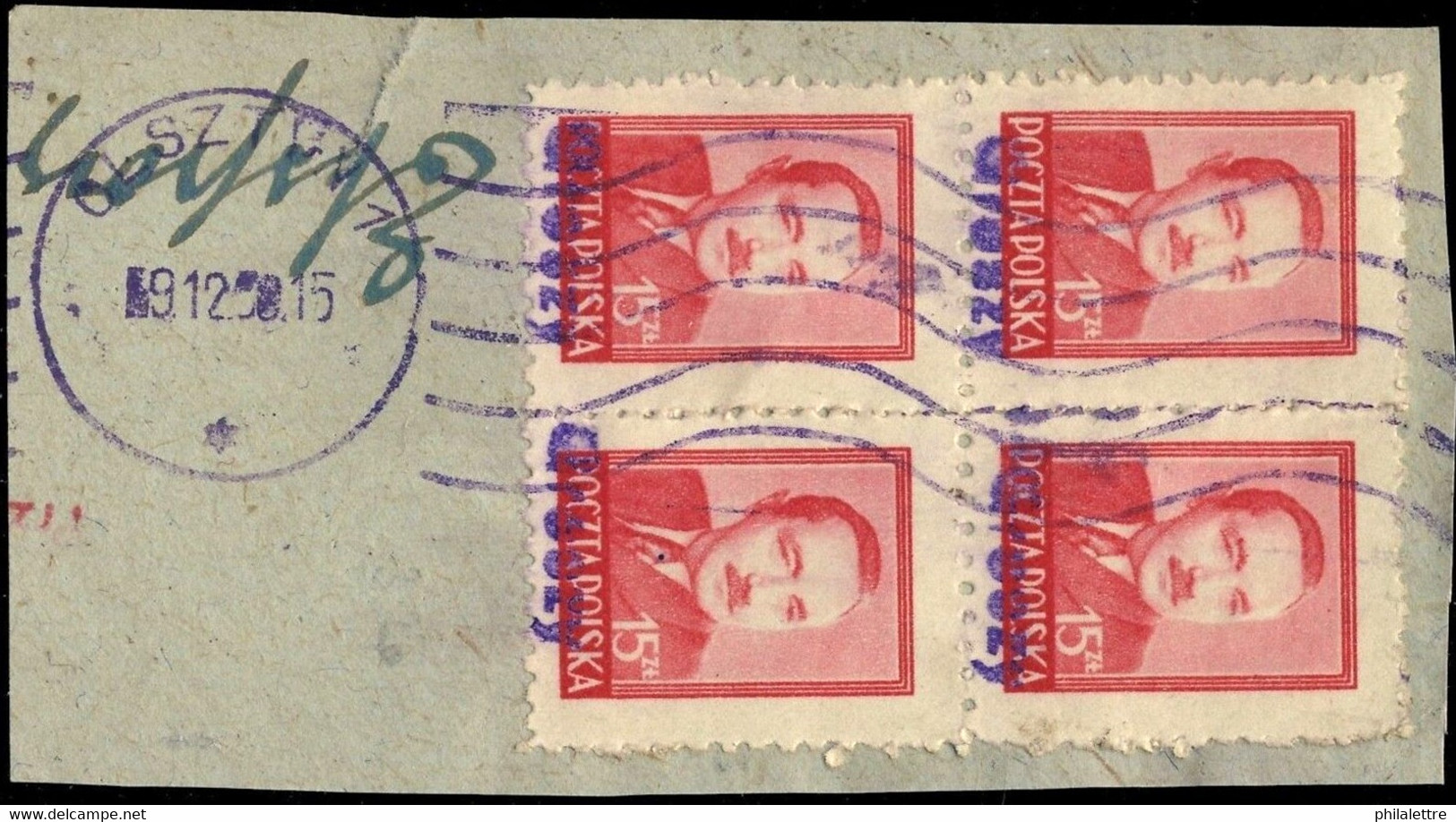 POLOGNE / POLAND 1950 GROSZY O/P T.8 (Olsztyn O.1b Violet) Mi.626 X4 Used OLSZTYN - Used Stamps