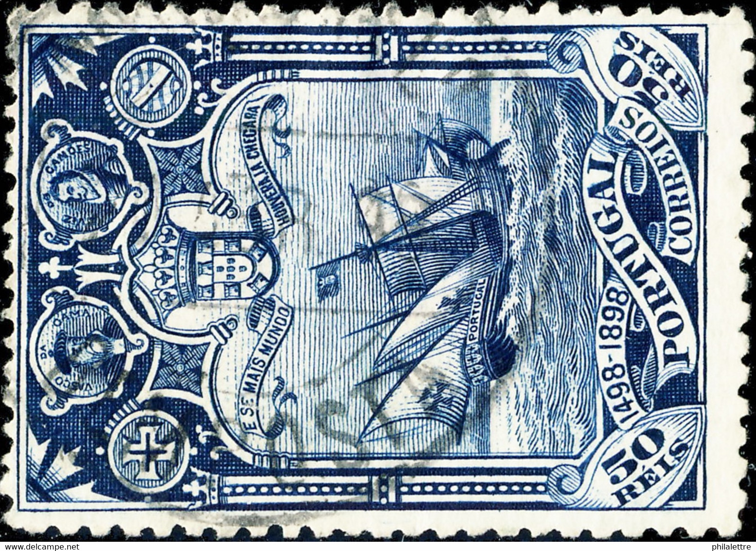 PORTUGAL 1898 - " BEMPOSTA " T.1 Circle Date Stamp On Mi.142 50R Blue (Scarce) - Usado