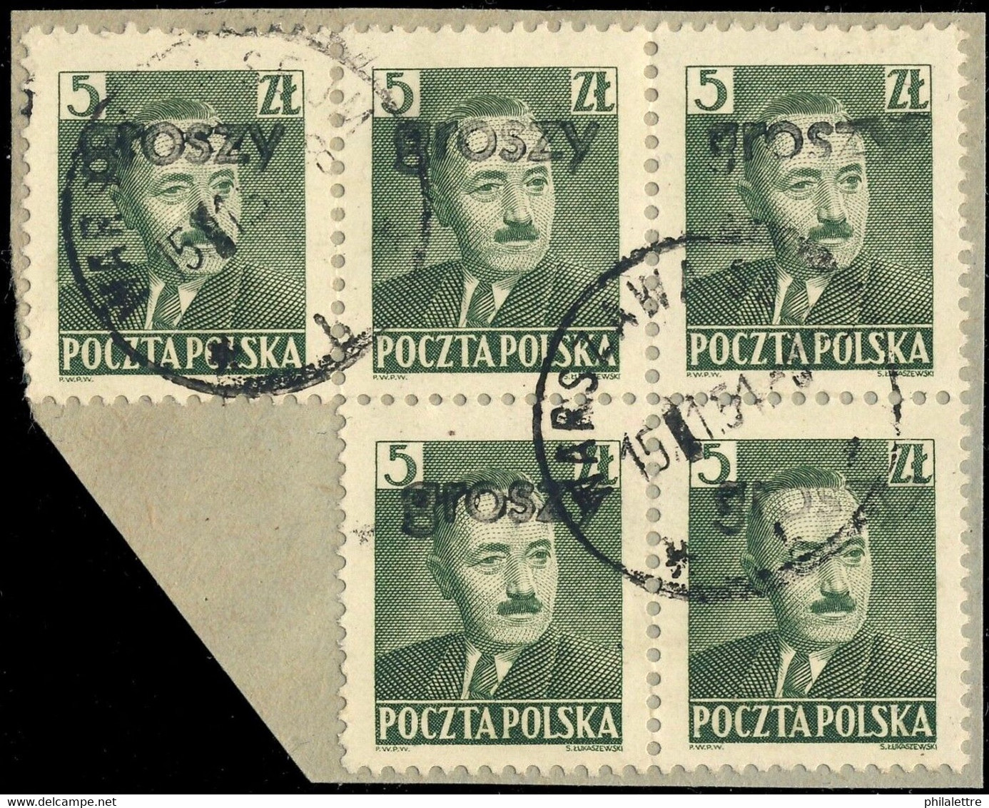 POLOGNE / POLAND 1950 GROSZY O/P T25 (Warsaw Ww3 Black) Mi.650 Used WARSZAWA-SEJM - Usados