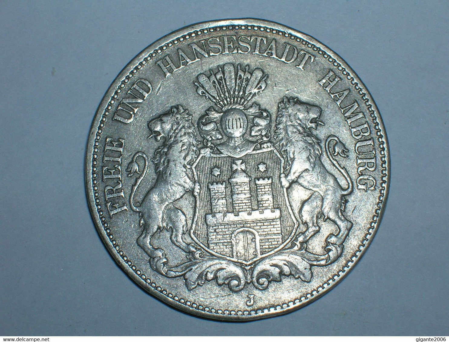 ALEMANIA/HAMBURGO 5 MARCOS 1907 (3758) - 2, 3 & 5 Mark Plata