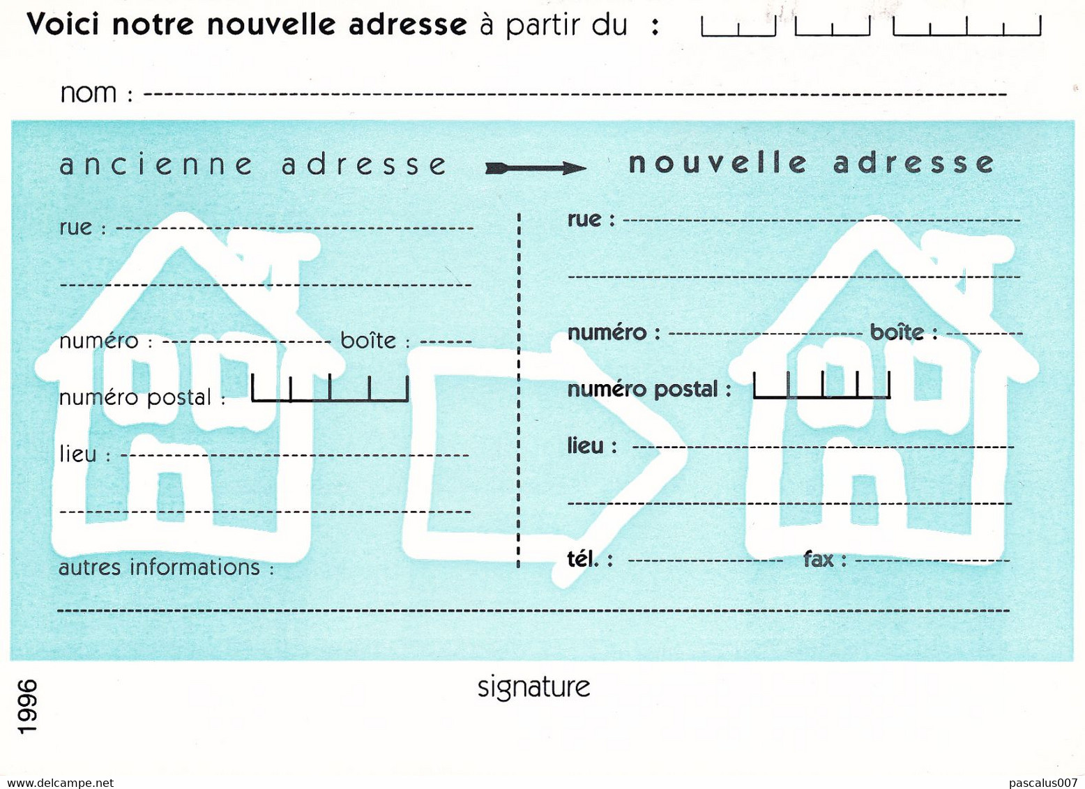 B01-331 42000 CA BK - Carte Postale - Entiers Postaux - Mutapost - Français - Changement D'adresse De 1996 - Adreswijziging