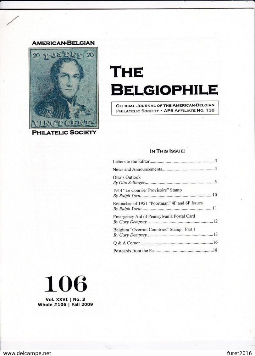 THE BELGIOPHILE Official Journal Of The American Belgian Philatelic Society  8 Brochures Avec Pages En Couleur Anglais - Handboeken