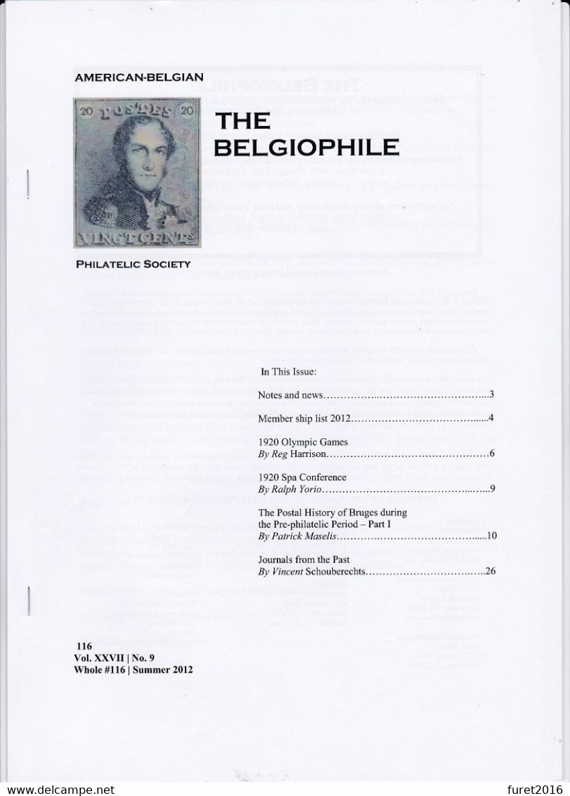 THE BELGIOPHILE official journal of the american belgian philatelic society  8 brochures avec pages en couleur Anglais