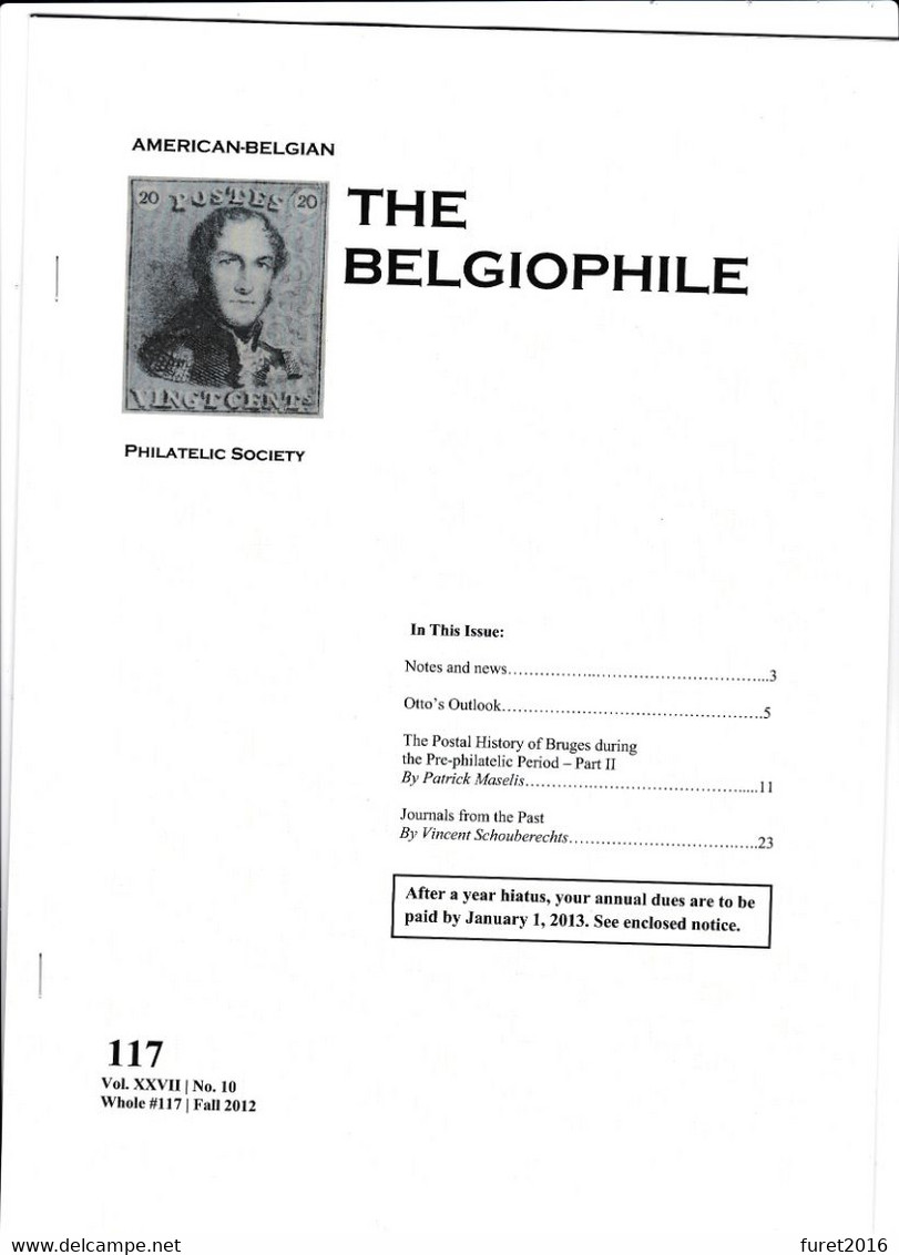 THE BELGIOPHILE official journal of the american belgian philatelic society  8 brochures avec pages en couleur Anglais