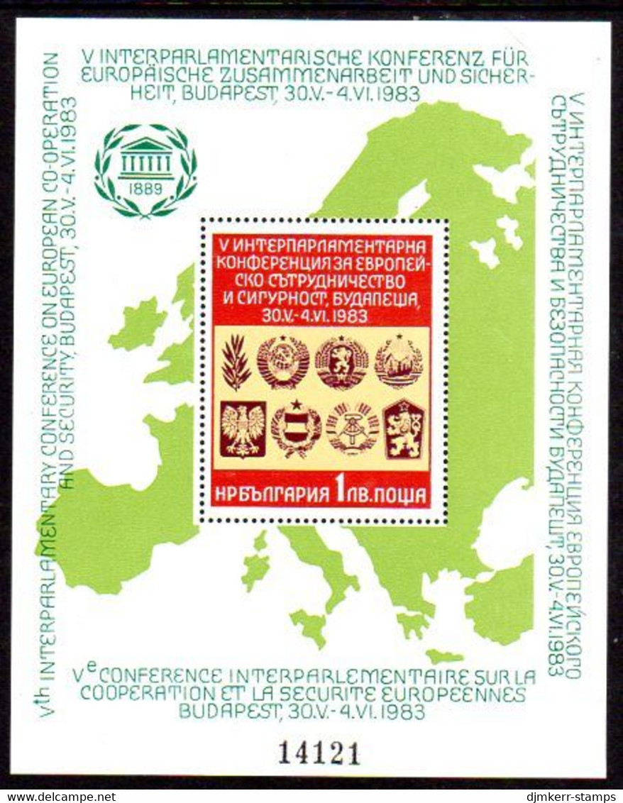 BULGARIA 1983 Interparliamentary Conference Block MNH / ** .  Michel Block 131 - Unused Stamps