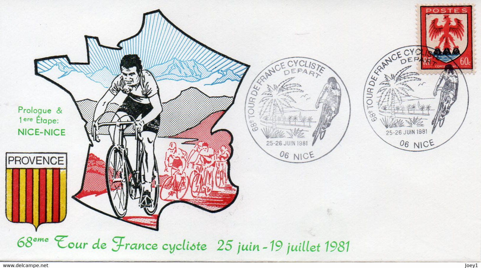 Enveloppe Premier Jour TOUR DE FRANCE 1981 Le Départ Nice 25 26 Juin - Ciclismo