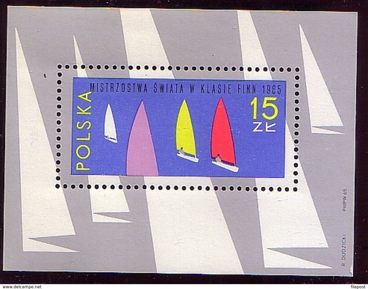 Poland 1965 M Bl 36 Sailing World Championship In FINN Class Sailboat MHN** W1062 - Unused Stamps