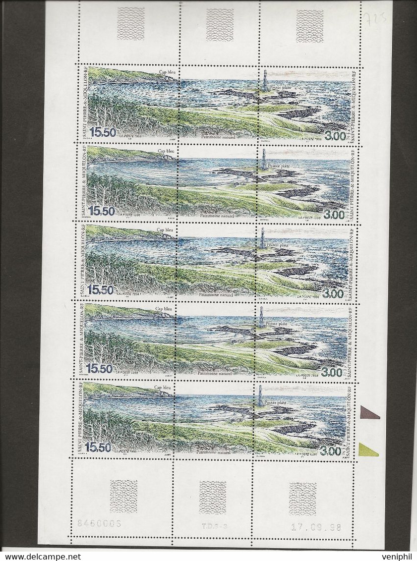 ST PIERRE ET MIQUELON -  N° 681 ET 682   FEUILLE DE 5 - ANNEE 1998 - COTE : 50 € - Nuevos