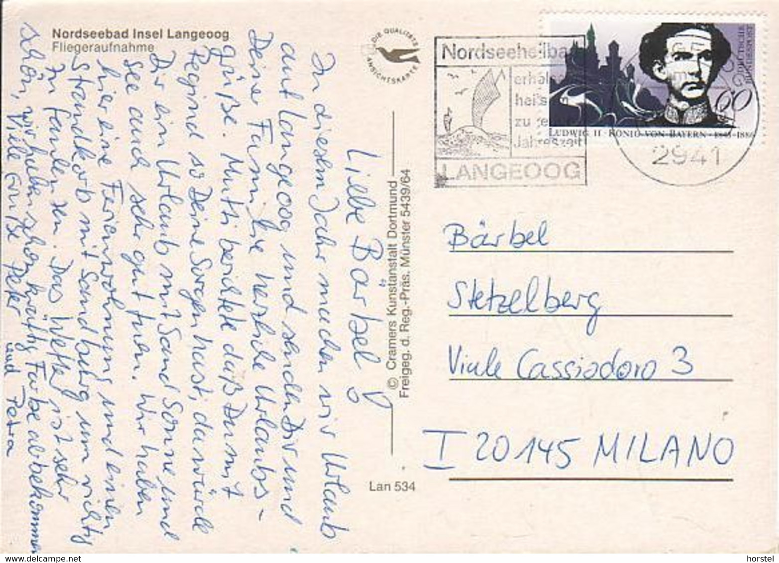 D-26465 Langeoog - Nordseeinsel  - Fliegeraufnahme - Nice Stamp  " Ludwig II." - Langeoog