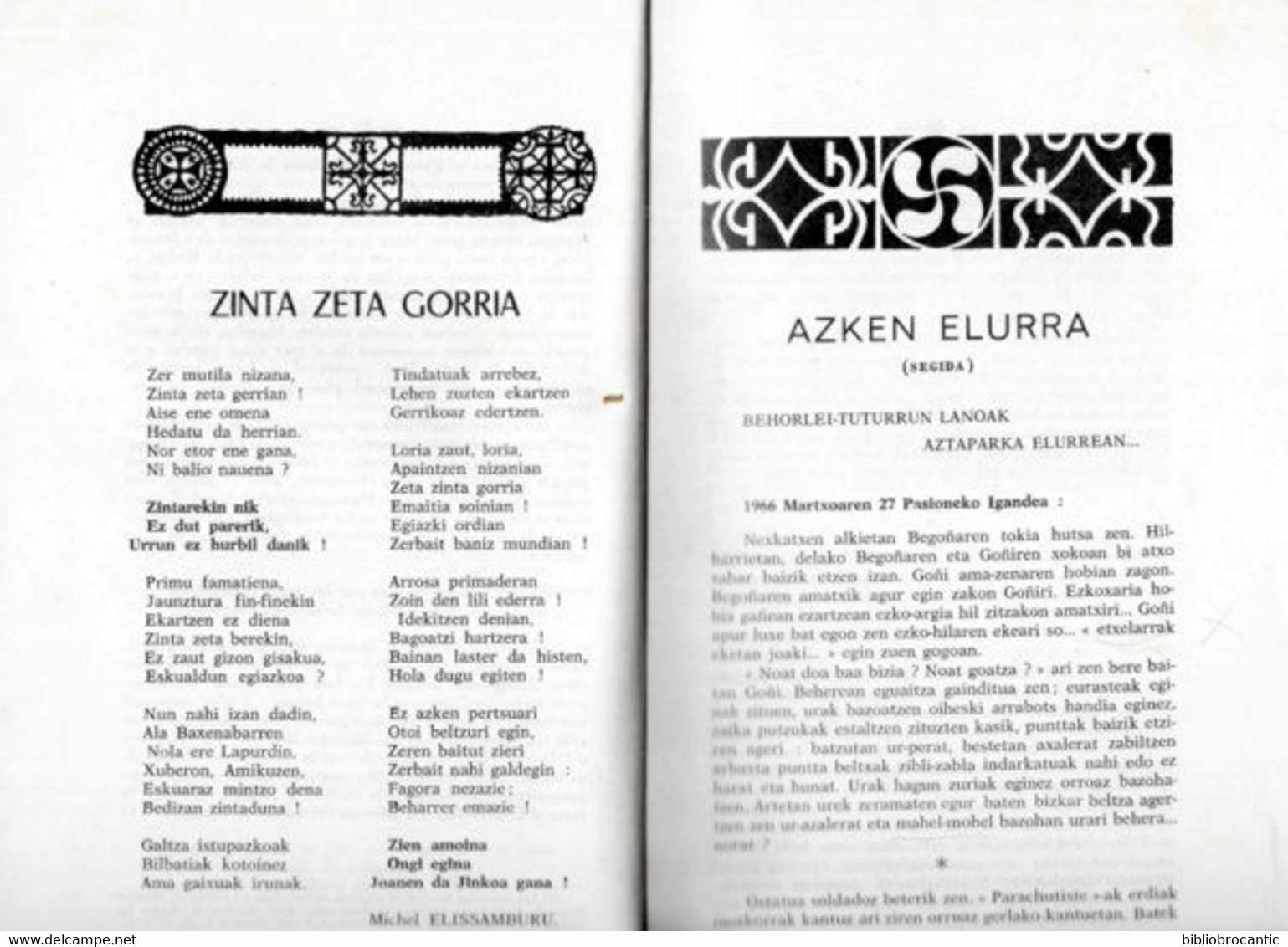 "GURE HERRIA"n°2/1973 < ESKUAL ERRANKIZUN BATZU GIGON-GORPUTZ ZATIEZ/Sommaire sur/Scan