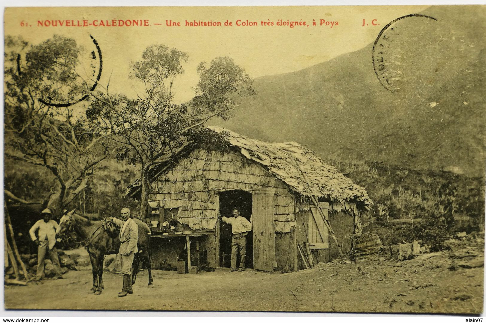 C. P. A. : Nouvelle Calédonie : Une Habitation De Colon, Très éloignée à POYA, Cheval, Animé En 1908 - Nuova Caledonia
