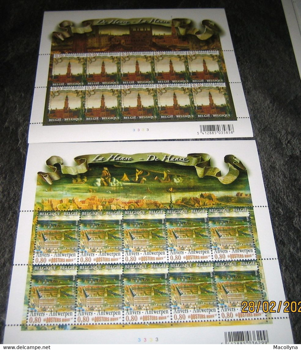 3550/51** Vellen De Hanze - Feuillets La Hanse MNH   /  Brugge / Bruges - Antwerpen / Anvers - Plaatnummers 3 - 3 - Hojas Completas & Folletos