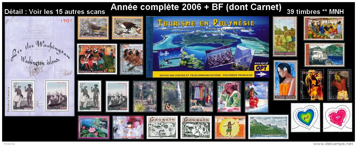 POLYNESIE Année Complète 2006 + BF (dont Carnet) - Yv. 761 à 797 + BF 32 ** SUP - 39 Timbres ** MNH  ..Réf.POL23262 - Komplette Jahrgänge