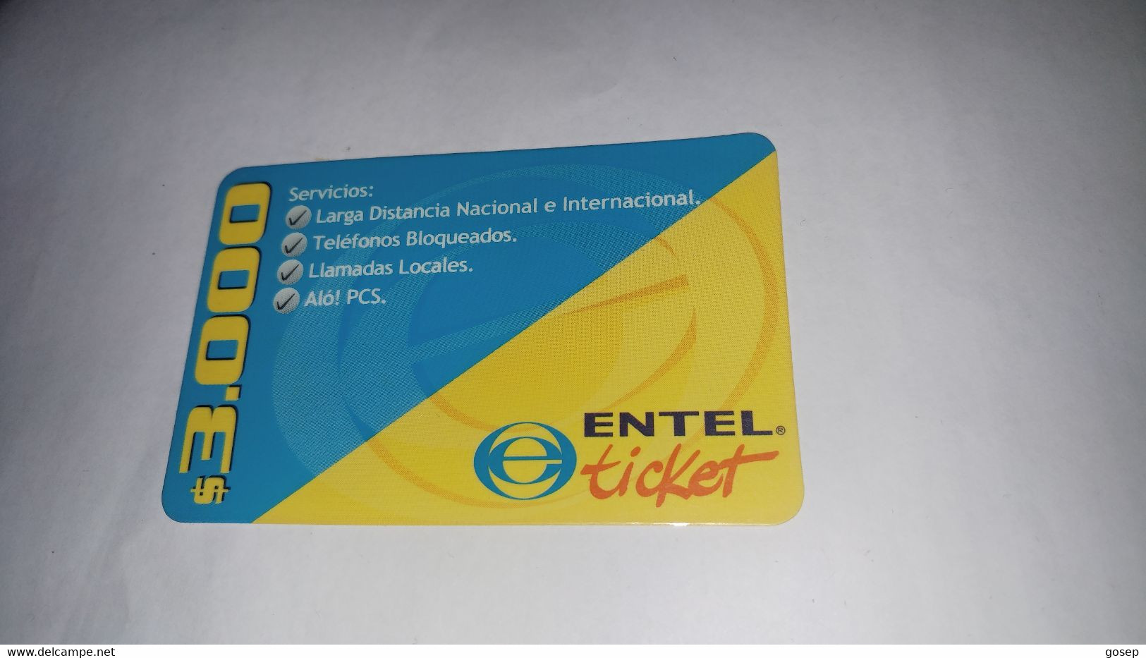 Chile-entel Ticket-(158)-($3.000)-(234-831-222-248)-(30/9/2002)-(look Outside)-used Card+1card Prepiad Free - Chile