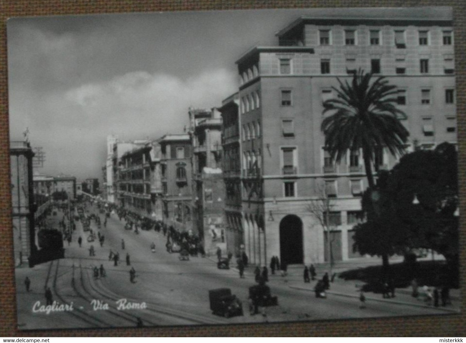 CAGLIARI - VIA ROMA -   1955     AUTO EPOCA- ANIMATA  -  BELLA- - Cagliari